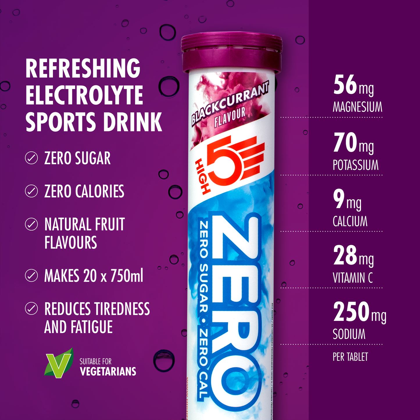 HIGH5 ZERO Elektrolyt-Hydratation (20 Tabletten) Schwarze Johannisbeere