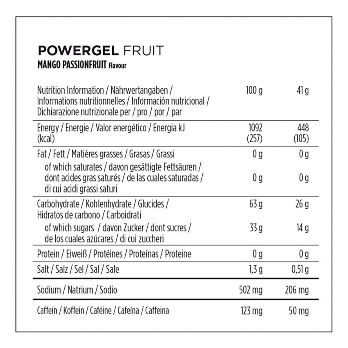 POWERBAR POWERGEL FRUIT Energy Gel (41g) Mange Passion Koffeinhaltig