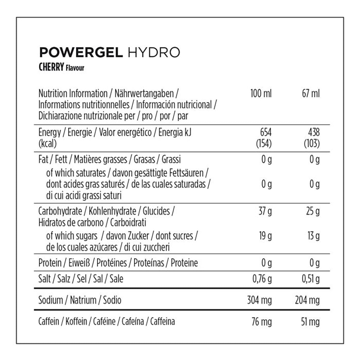 POWERBAR POWERGEL HYDRO Energy Gel (41g) Kirsche Koffeinhaltig