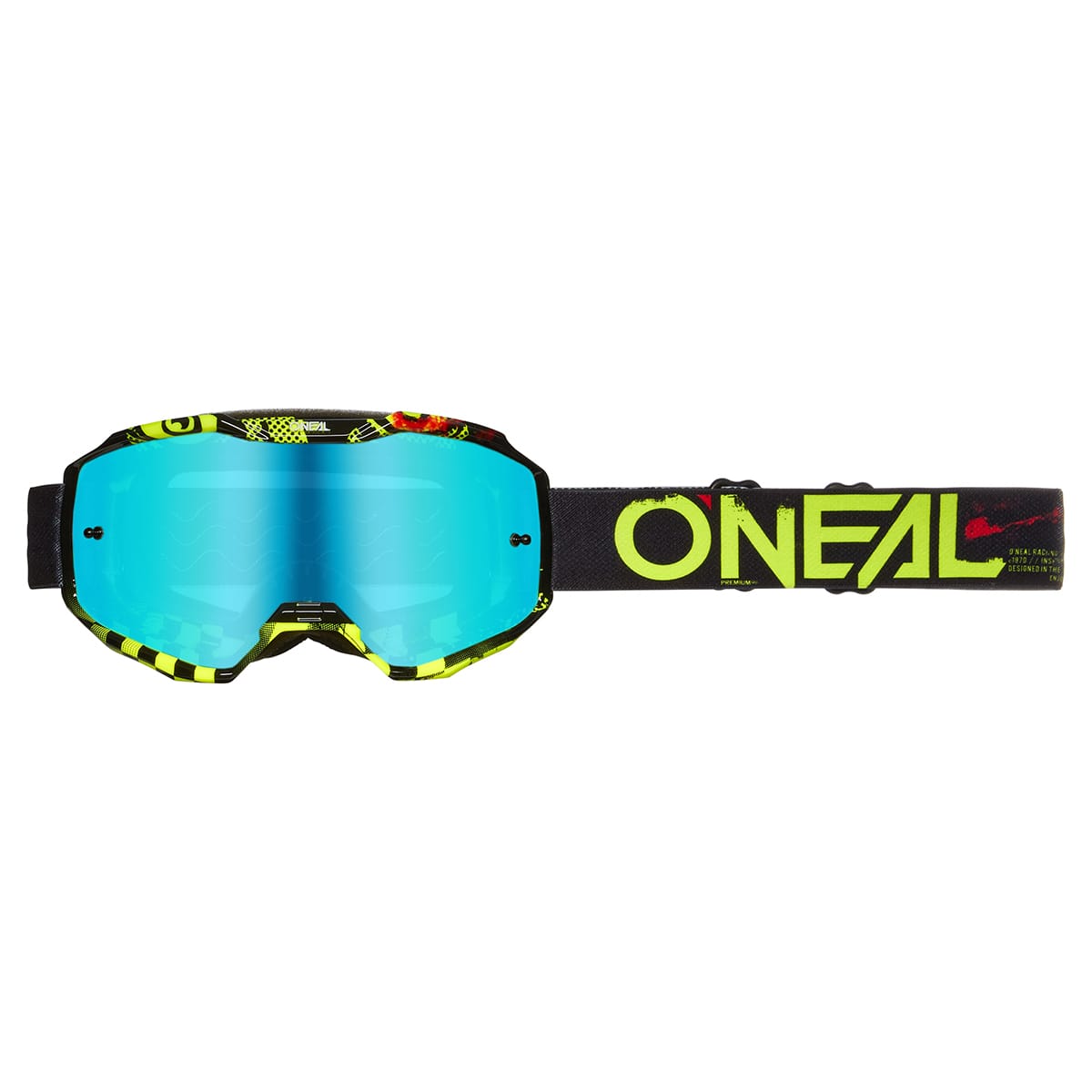 O'NEAL B-10 ATTACK Maske Schwarz/Fluogelb - Radium Blau