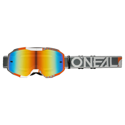 Maske O'NEAL B-10 DUPLEX Weiß/Schwarz/Orange Scheibe Radium Rot