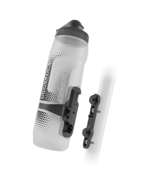 Set Trinkflasche und Flaschenhalter FIDLOCK TWIST BIKE BASE 800 ml Transparent