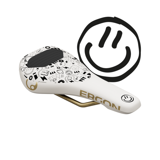 ERGON SM Downhill Comp Sattel, Vali Höll Edition, Weiß, mit CrMo-Streben