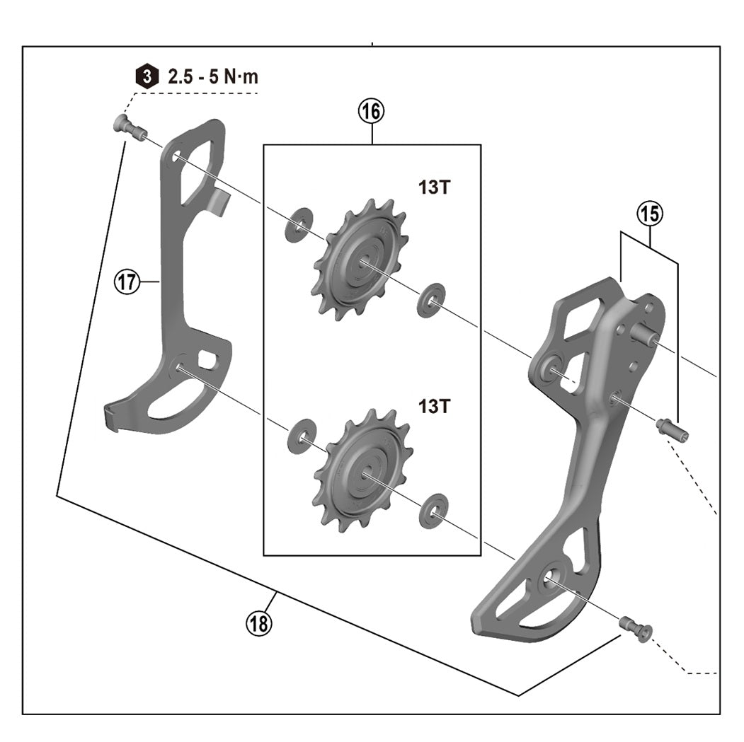 12V SHIMANO XTR RD-M9250 GS Schaltwerksrollen hinten