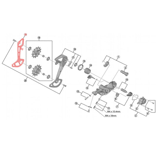 Chape de Dérailleur Arrière Interne Longue SHIMANO SLX RD-7100-SGS