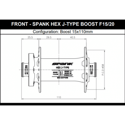 Vorderradnabe SPANK HEX 15/20 mm Boost Silber