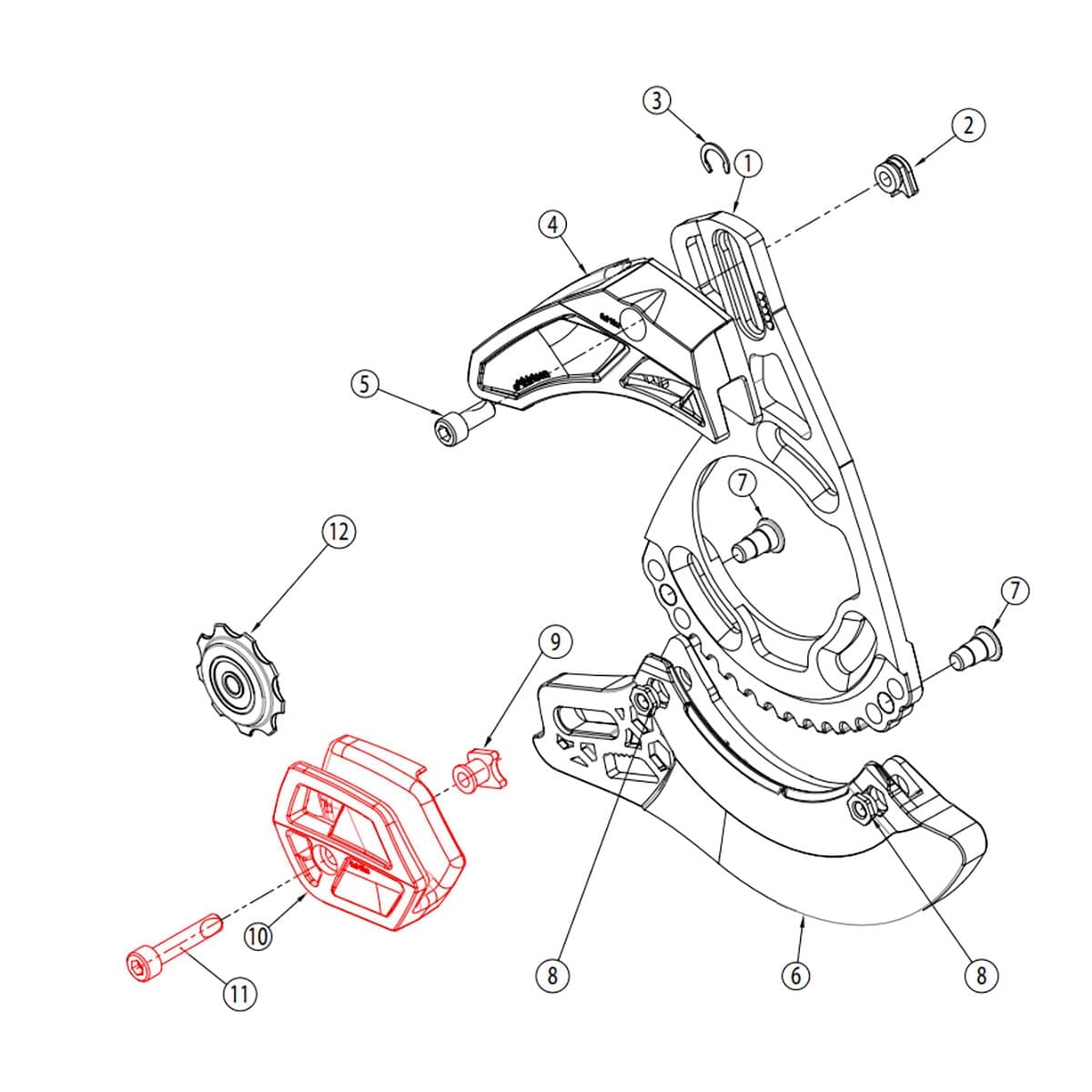 Untere Führung für Kettenführung E-THIRTEEN LG1+/LS1+ Weiß #SLDR.LG1+LWR.W