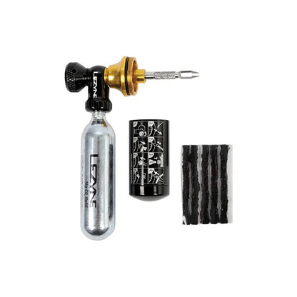 Tubeless-Reparatur-Kit CO2-Injektor LEZYNE BLASTER + 5 Dochte + 2x CO2-Kartuschen
