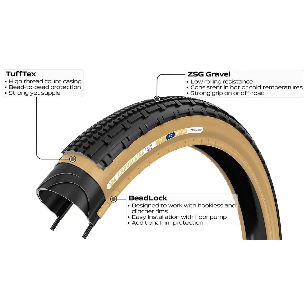 Reifen PANARACER GRAVELKING SK TLR 700x40c Tubeless Ready Beige