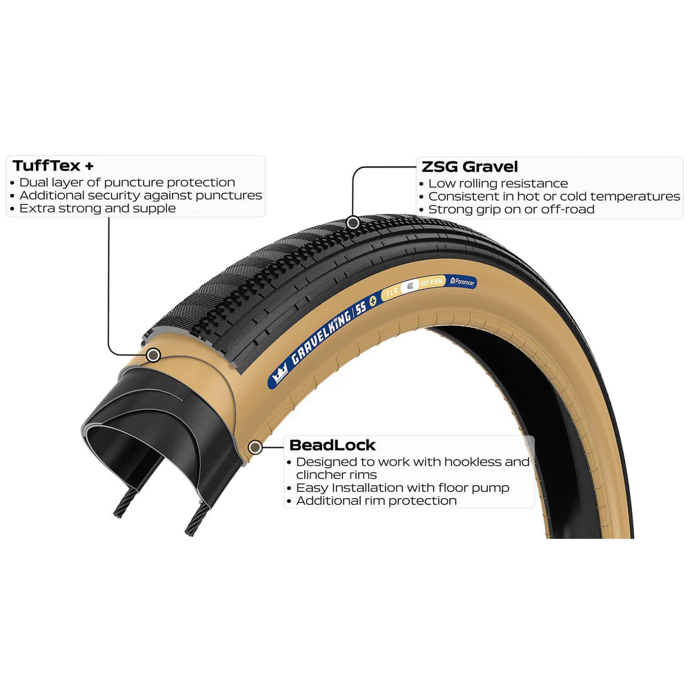 Reifen PANARACER GRAVELKING SEMISLICK+ TLR 700x30c Tubeless Ready Beige