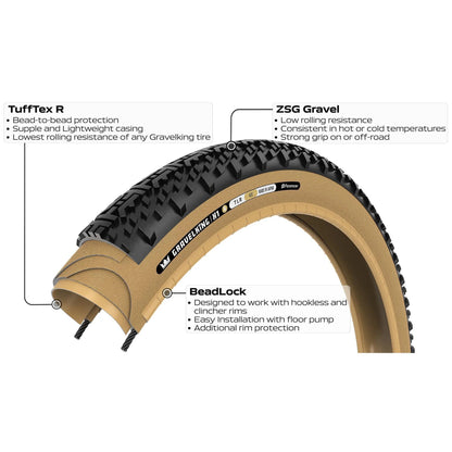 Reifen PANARACER GRAVELKING X1 R-LINE TLR 700x45c Tubeless Ready Beige