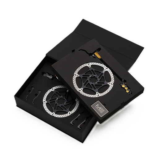 HOPE TECH 4 EVO V6Ti Bremsenpaar mit Stahlflex-Bremsleitung – limitierte Edition Schwarz/Gold