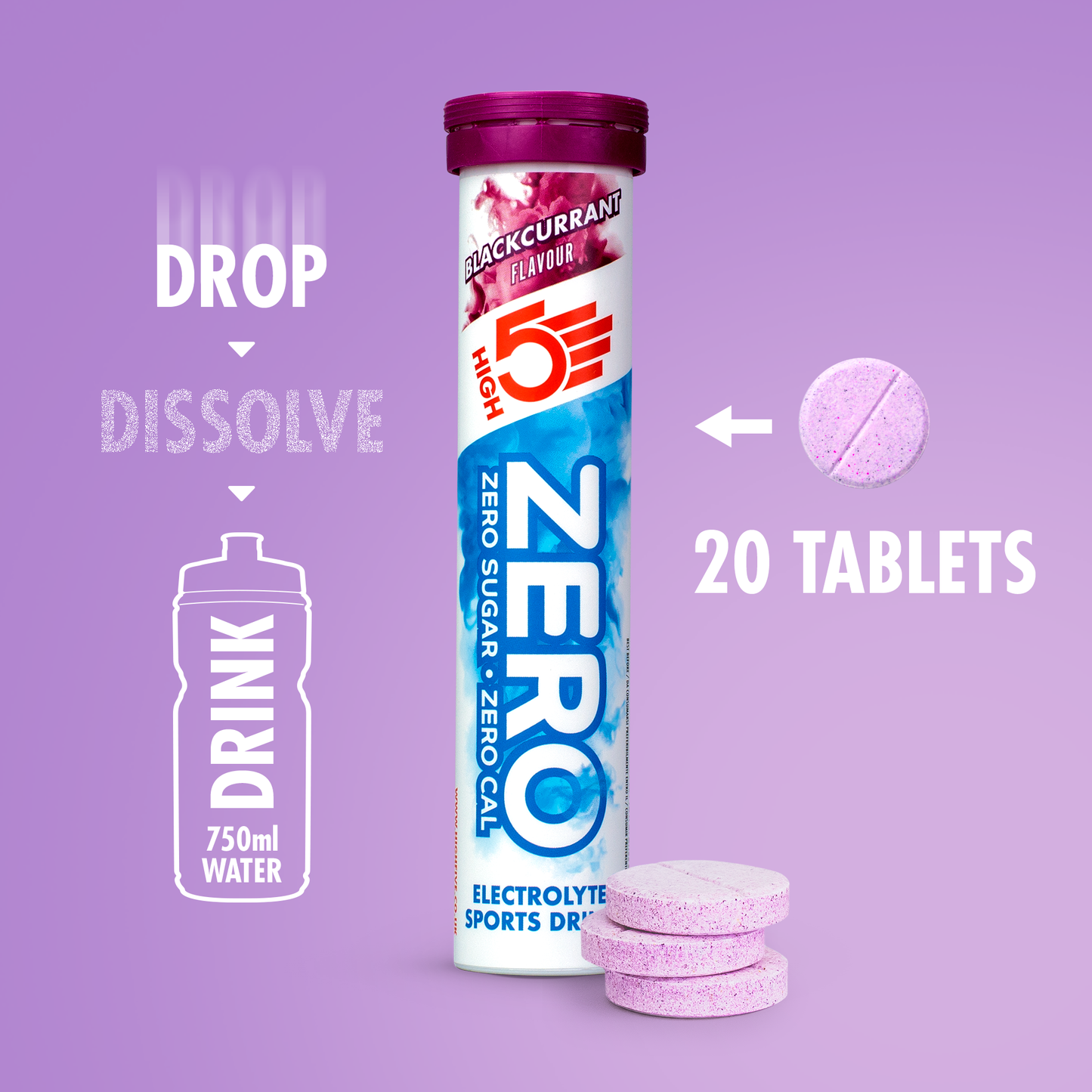 HIGH5 ZERO Elektrolyt-Hydratation (20 Tabletten) Schwarze Johannisbeere