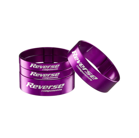 REVERSE COMPONENTS Lenkkopf-Distanzstück-Set aus ultraleichtem Aluminium, 1"1/8, violett