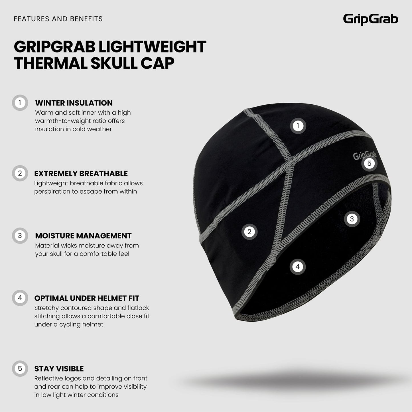 GRIPGRAB THERMO Helm-Unterziehmütze Schwarz