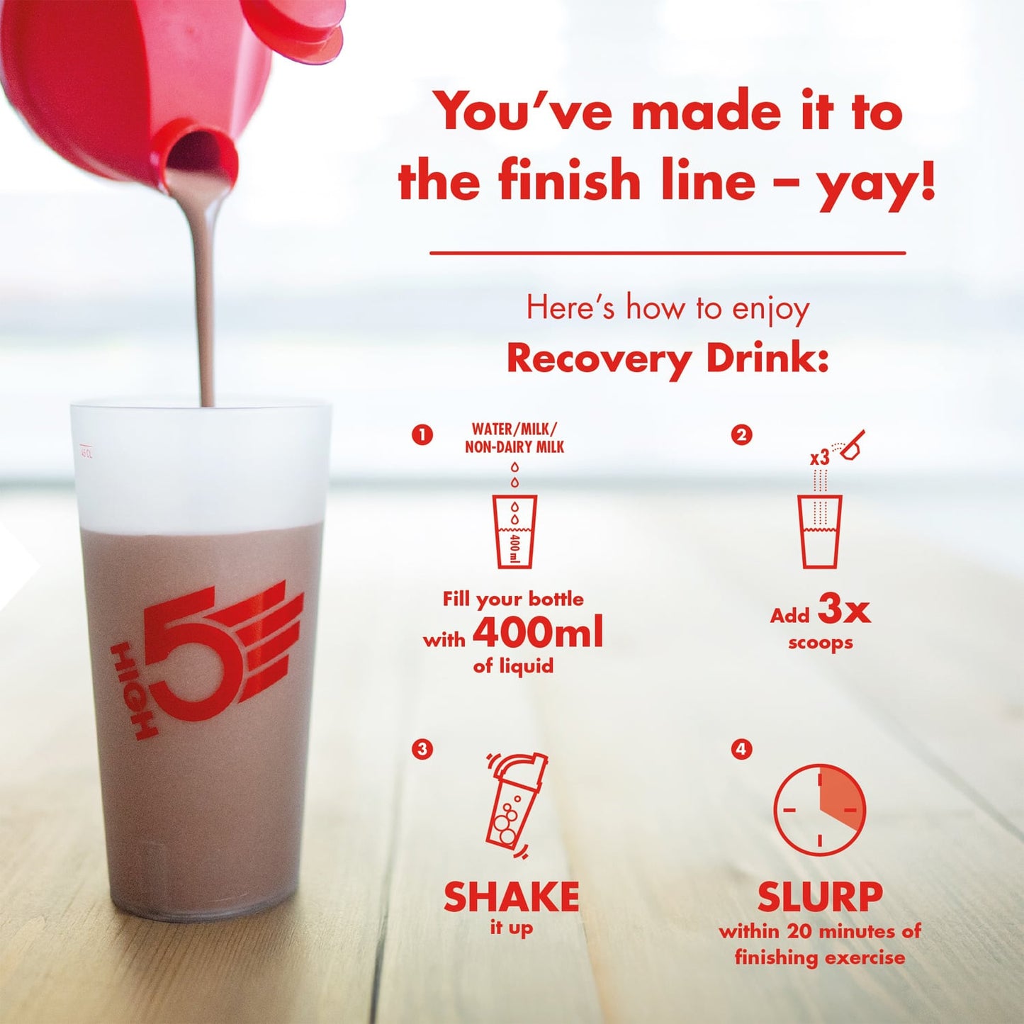 Erholungsgetränk HIGH5 RECOVERY DRINK (1.6kg) Erdbeer Milchshake