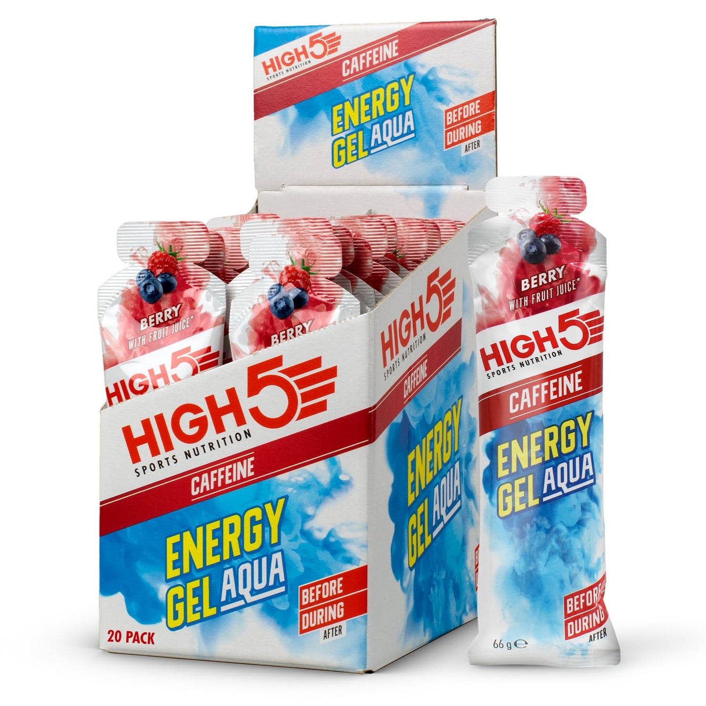 Energy Gel HIGH5 ENERGY GEL Aqua Caffeine (66g) Früchte Rot
