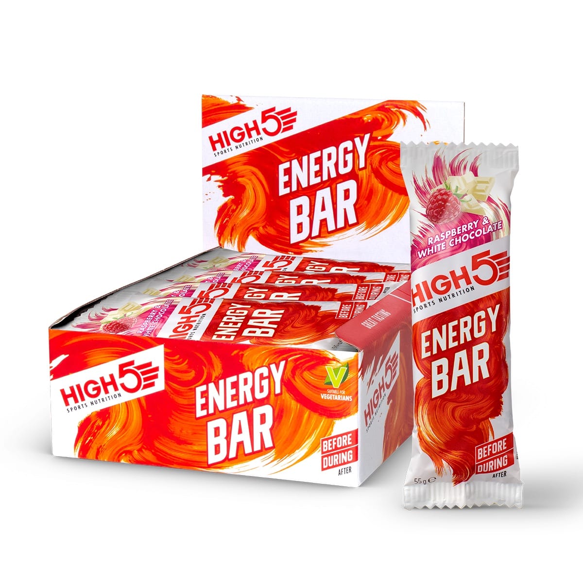 HIGH5 ENERGY BAR Energieriegel (55g) Himbeere weiße Schokolade