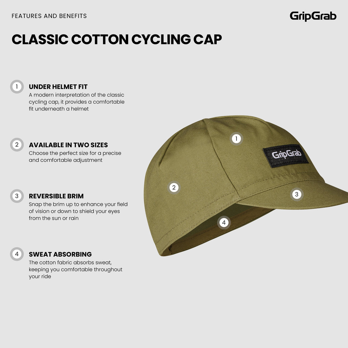 Casquette GRIPGRAB CLASSIC COTTON Vert Olive