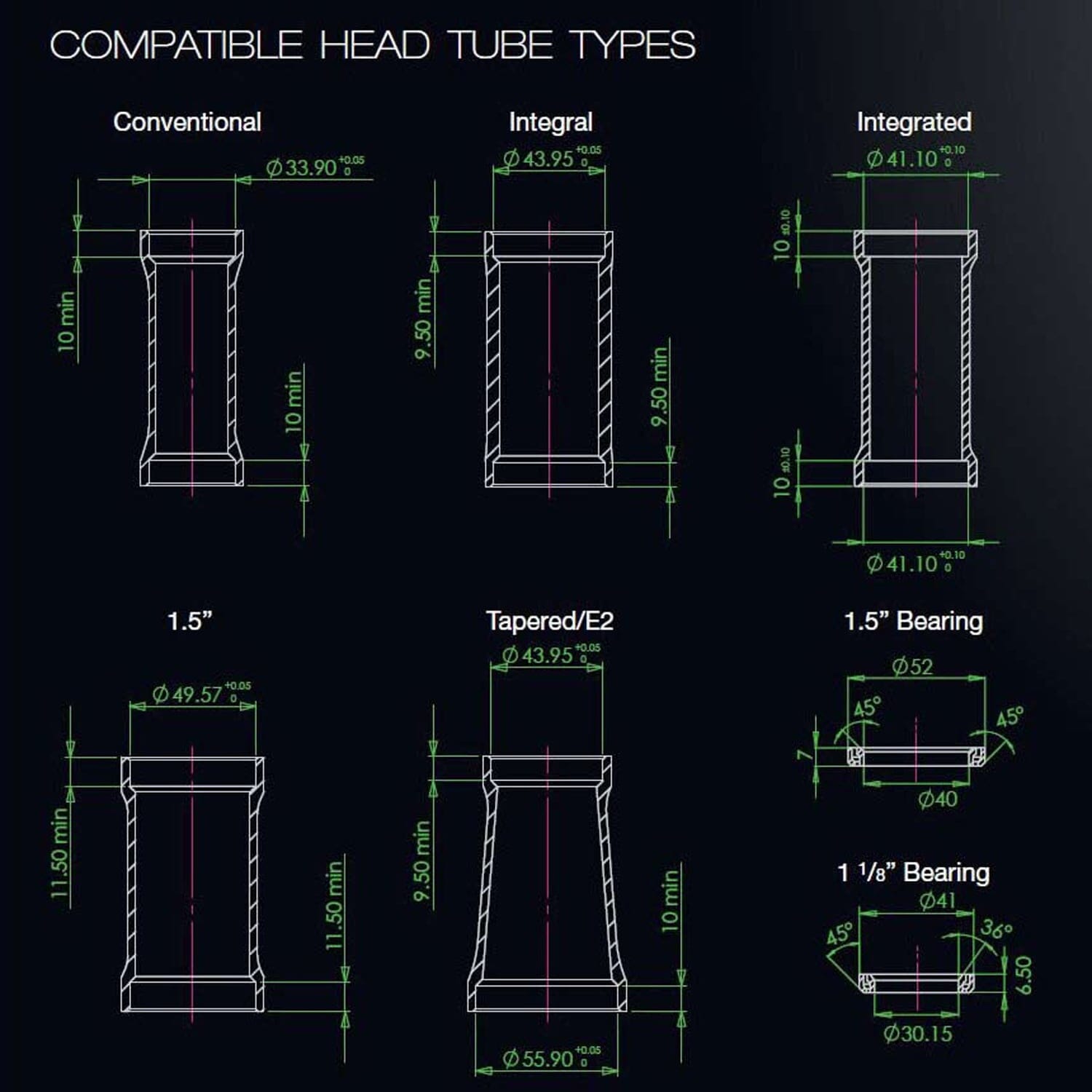HOPE PICK'N'MIX Steuersatz 1"1/8 ZS49 Reduzierstück Schwarz
