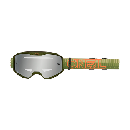 O'NEAL B-10 Crossbrille, grün/orange gestreift, silberverspiegeltes Glas
