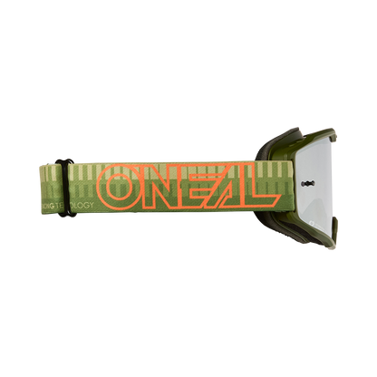 Maske O'NEAL B-10 STRIPED Grün/Orange Silberspiegel-Visier