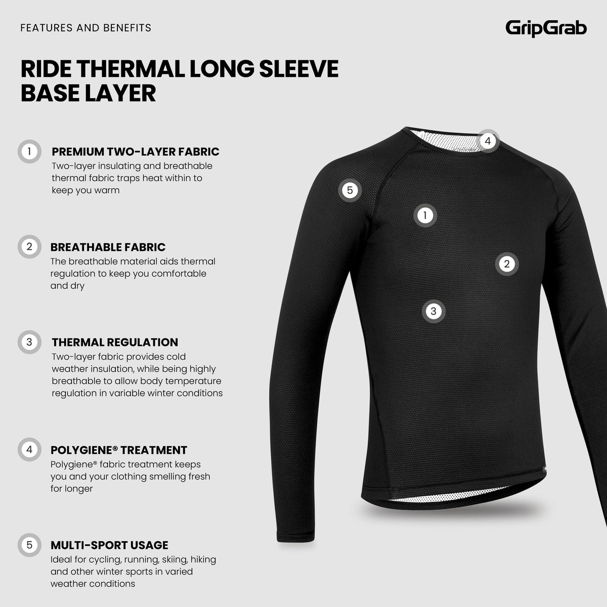 GRIPGRAB RIDE THERMAL Langarm-Unterhemd Schwarz