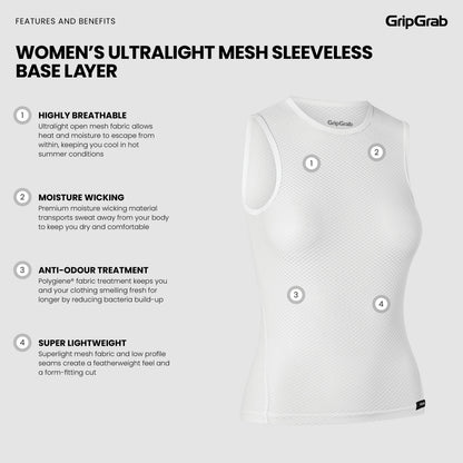 GRIPGRAB ULTRALIGHT MESH ärmelloses Damen-Unterhemd Weiß