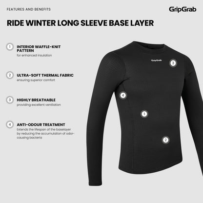 Langarm-Funktionsunterhemd GRIPGRAB RIDE WINTER Schwarz