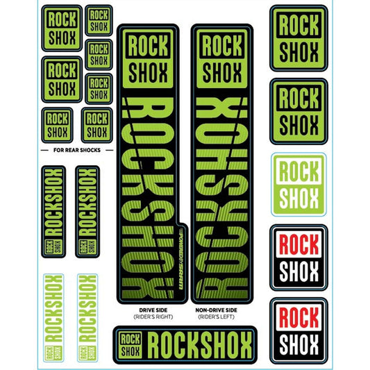 Kit Stickers pour Fourches Simple Té  ROCKSHOX Plongeurs 35 mm (2018+) Vert