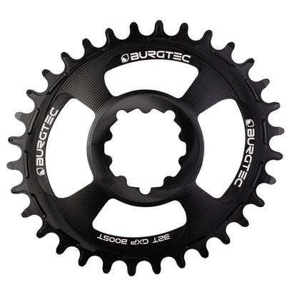 Ovales Mono-Kettenblatt BURGTEC THICK THIN 11/12V BOOST Direct Mount Narrow Wide Offset 3 mm Schwarz