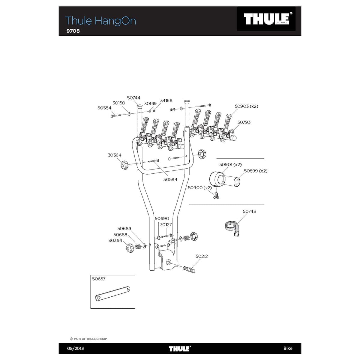 Support d'Attache-Cadre THULE pour Porte-Vélos HANGON XPRESS CLIPON 50793