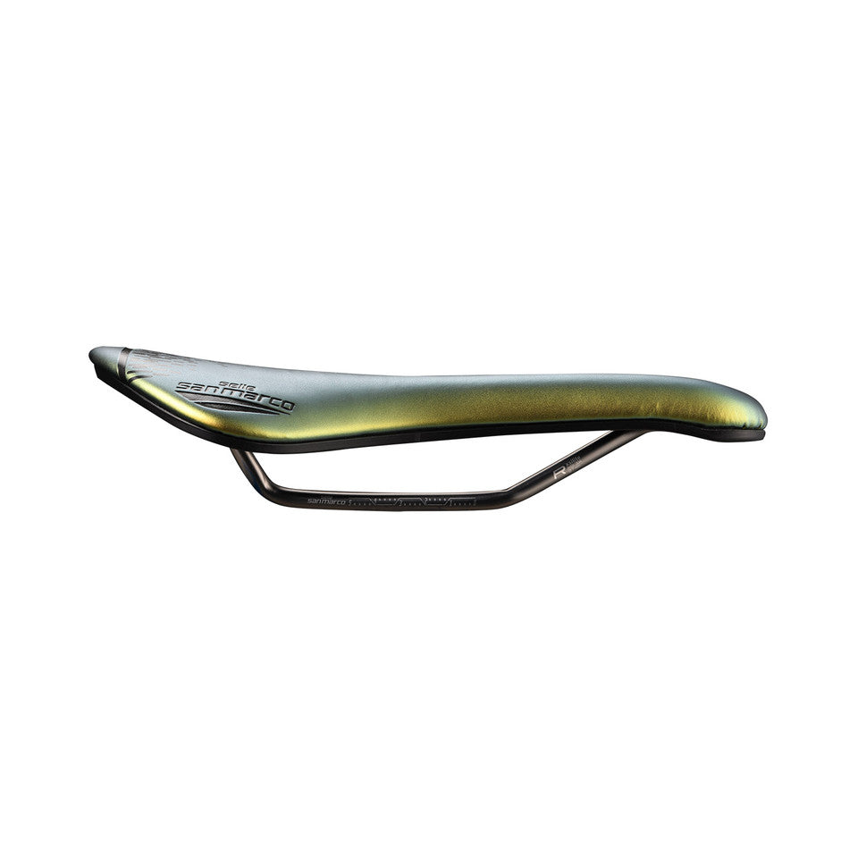 Sattel SAN MARCO ASPIDE SHORT OPEN-FIT RACING S3 Breite 139mm Stahlschienen Xsilite Gold