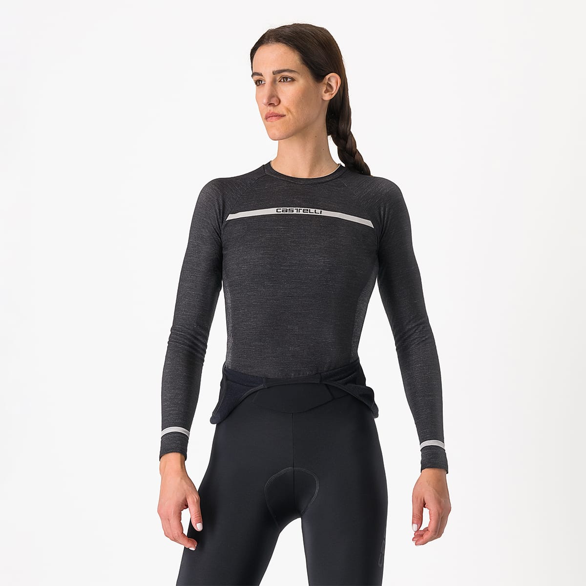 Unterwäsche CASTELLI MERINO SEAMLESS Frau Langarm Schwarz