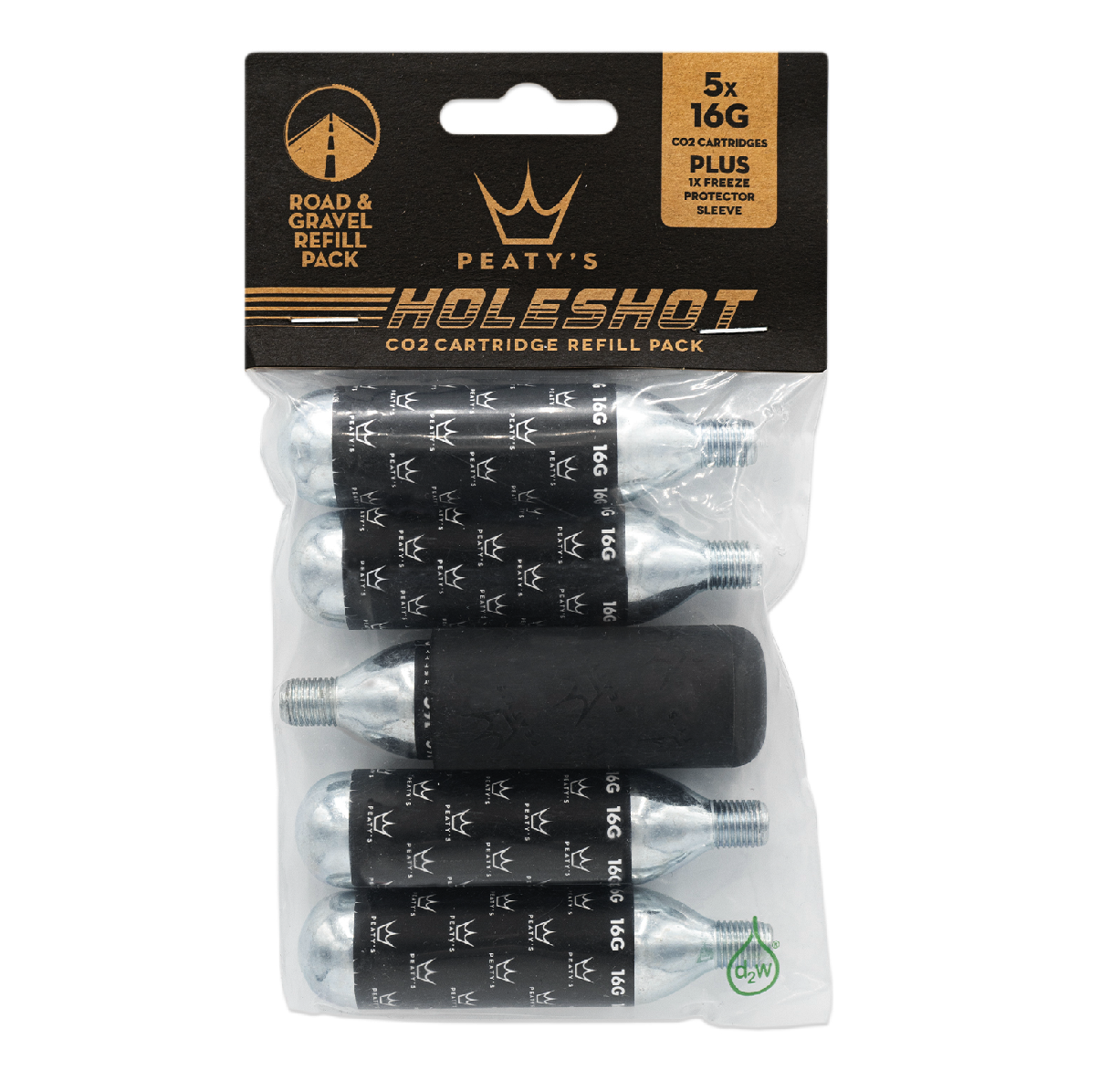 PEATY'S HOLOESHOT CO2-Kartusche mit Gewinde für Straße / GRAVEL (x5)