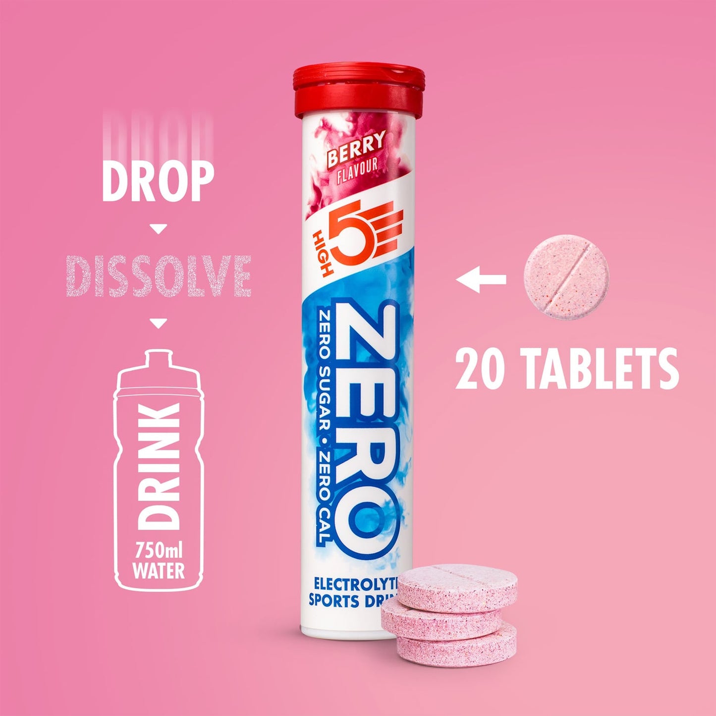 HIGH5 ZERO Elektrolyt-Hydratationstabletten (x20) Früchte Rot