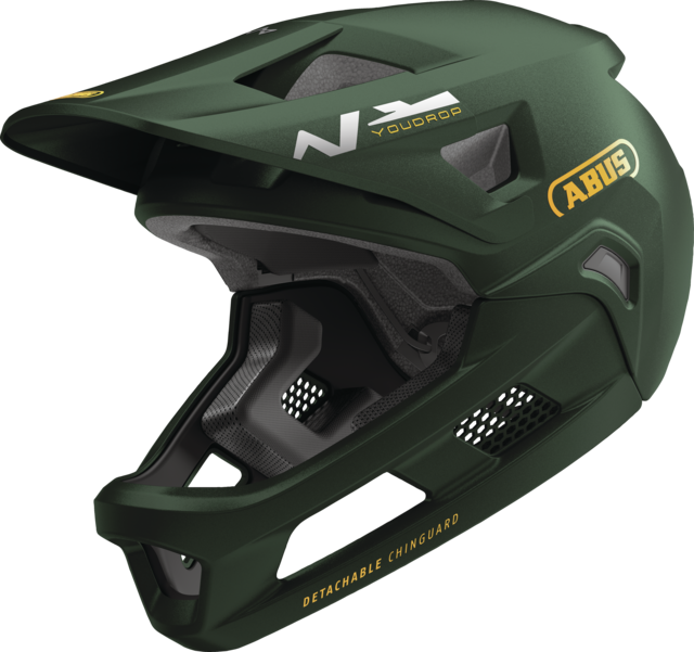 ABUS YOUDROP FF Junior Mountainbike-Helm, Moosgrün