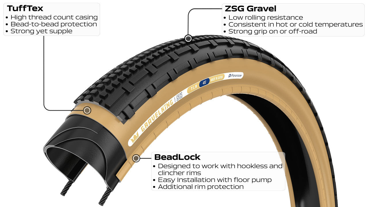 Reifen PANARACER GRAVELKING SK TLR 700x35c Tubeless Ready Schwarz