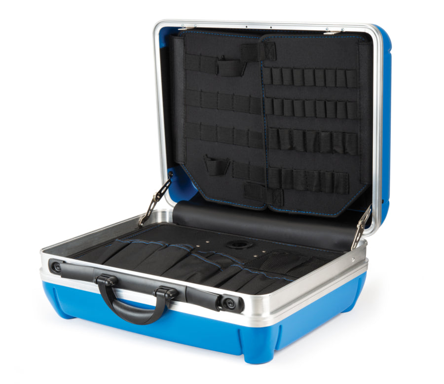 Park Tool BX-2.2: geöffneter Koffer mit Werkzeugtafeln