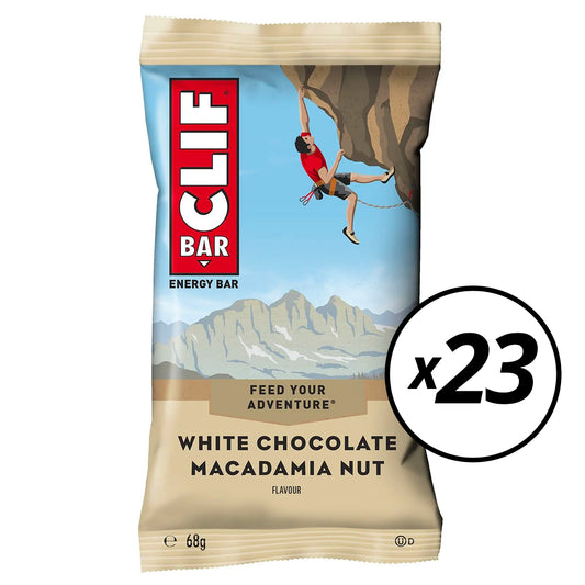 23 Energieriegel CLIF BAR (68g) Weiße Schokolade Macadamia-Nuss - Kurzes Datum