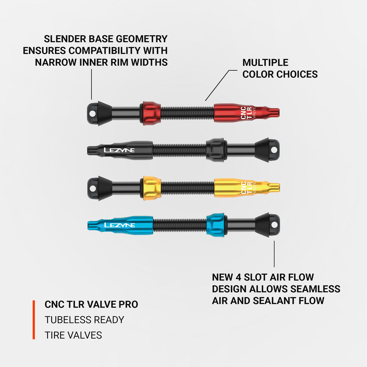 2er-Set Tubeless-Ventile LEZYNE CNC PRO 80 mm Gold