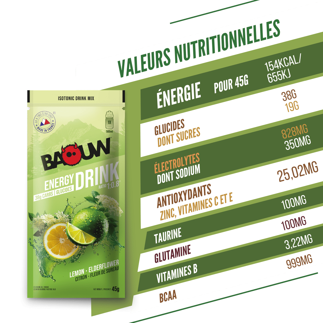 BAOUW ISOTONIC Energie-Drink (45g) Limette/Holunderblüte