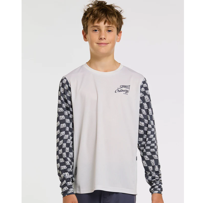 DHARCO GRAVITY OFFSET Junior Langarm Trikot Weiß/Schwarz