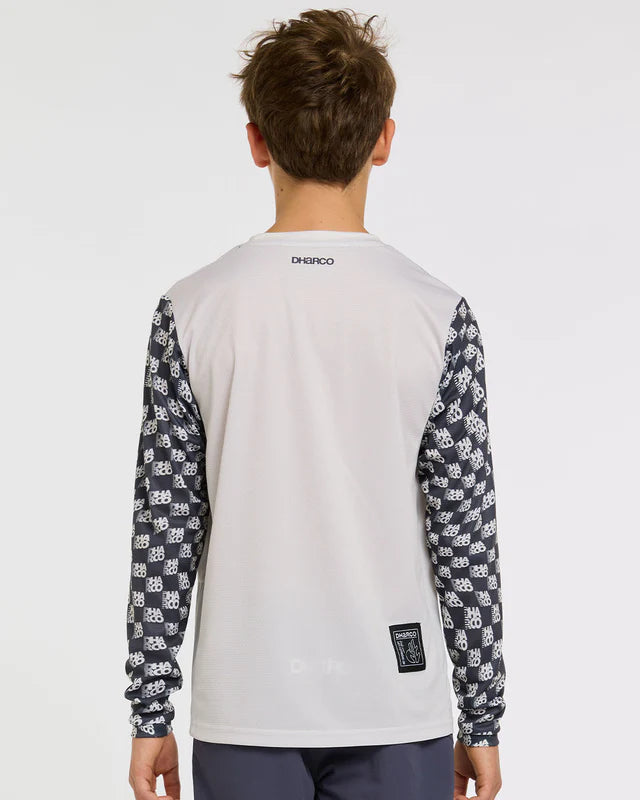 DHARCO GRAVITY OFFSET Junior Langarm Trikot Weiß/Schwarz