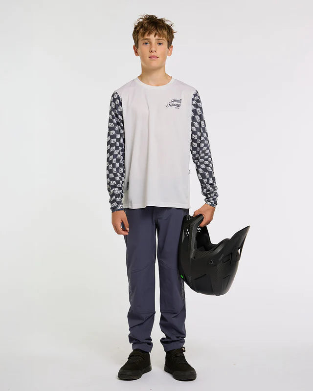 DHARCO GRAVITY OFFSET Junior Langarm Trikot Weiß/Schwarz