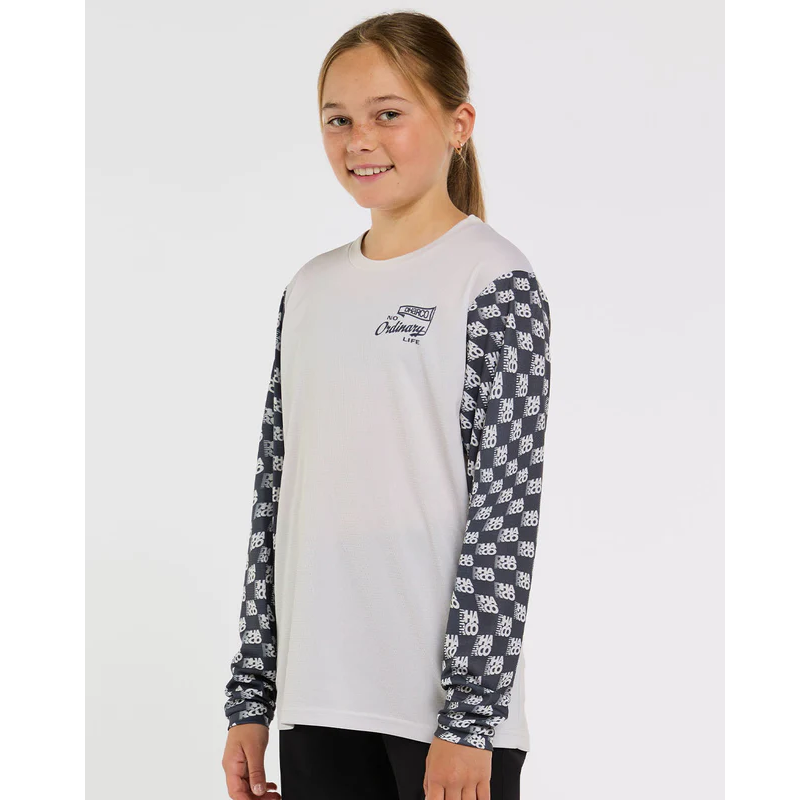 DHARCO GRAVITY OFFSET Junior Langarm Trikot Weiß/Schwarz