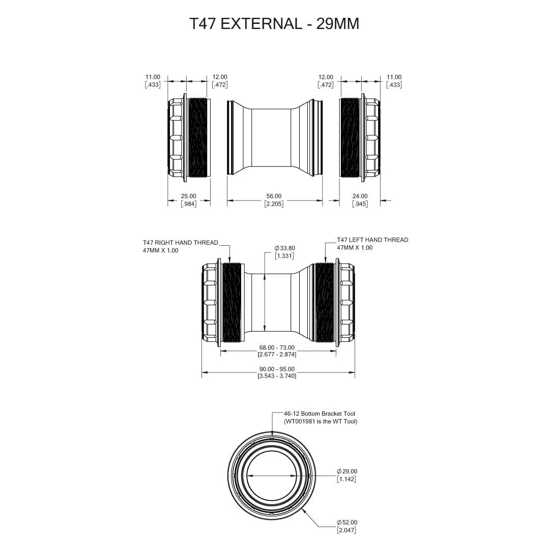 WOLFTOOTH T47 Externe 29mm SRAM DUB Ultraviolet Pedalbox