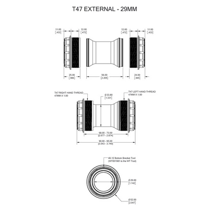 Tretlagergehäuse WOLFTOOTH T47 Extern 29mm SRAM DUB Ultraviolet