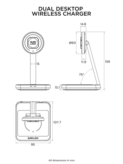 Kabelloses Doppel-Schreibtischladegerät QUADLOCK MAG