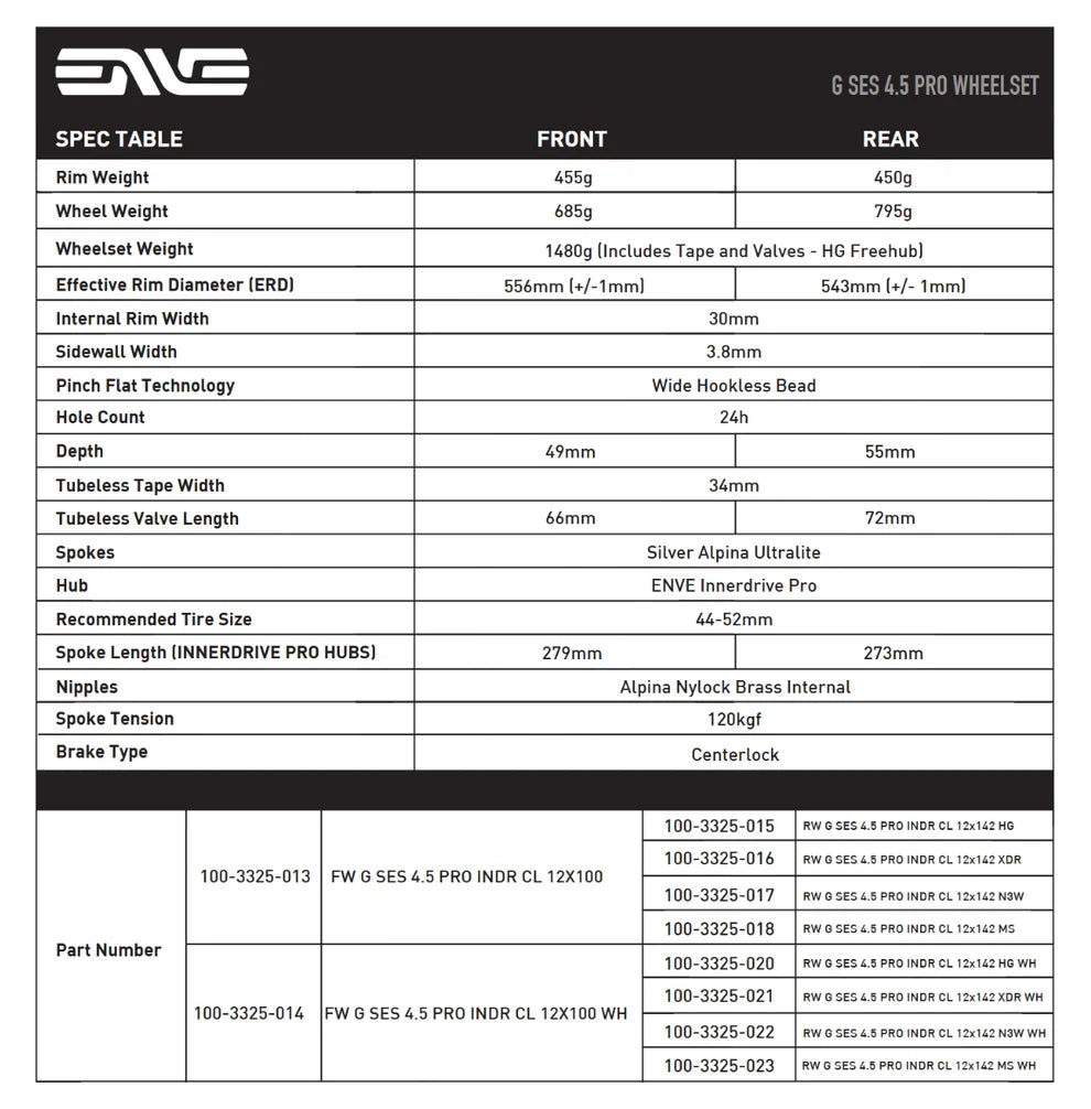 Paar ENVE G SES 4.5 Tubeless Ready (Center Lock) Laufräder Schwarz/Chrom